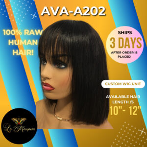A202 AVA Raw Brazilian Straight #1B 4x4 Lace Closure Wig