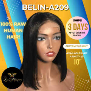 A209 BELIN Raw Brazilian Straight #1B 4x4 Lace Closure Wig