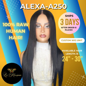 A250 ALEXA Raw Vietnamese Straight #1B 5X5 Lace Closure Wig