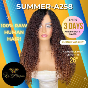 A258 SUMMER Virgin Brazilian Kinky Curly CC 4x4 Lace Closure Wig