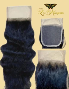 Raw Indian Curly Natural Black/ Brown Transparent 4X4 Lace Closure