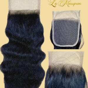 Raw Indian Wavy Natural Black/ Brown Transparent 4X4 Lace Closure