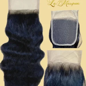 Raw Indian Curly Natural Black/ Brown Transparent 4X4 Lace Closure